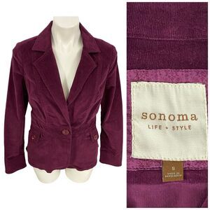 Sonoma Blazer Womens Small Corduroy Red Jacket Work Office Casual Basic